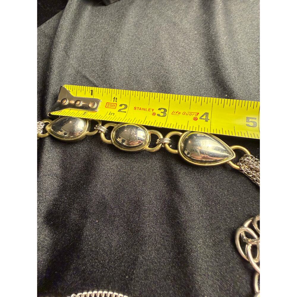 Vintage Anne Klein two-tone chain belt, a mix of silver and gold-tone 38" - Picture 7 of 7